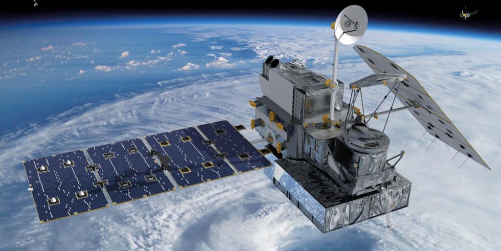 The The Global Precipitation Measurement Mission (GPM) satellite in Earth's orbit