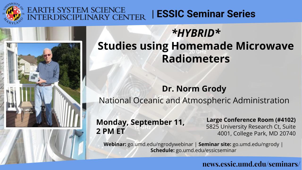 Seminar flyer for Norm Grody's upcoming seminar